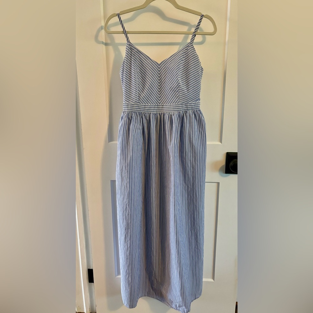 LOFT Striped Blue and White Midi Dress size 6P